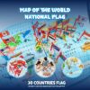 Wooden World Map with Flags