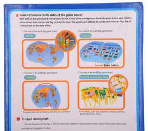 Wooden World Map with Flags