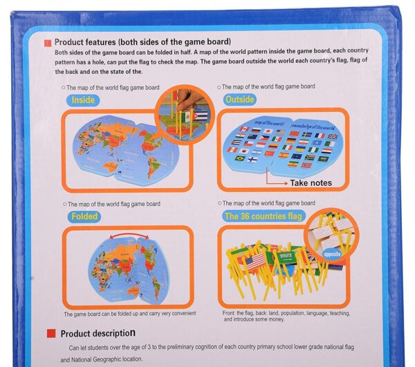 Wooden World Map with Flags