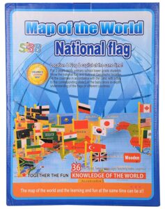 Wooden World Map with Flags