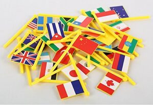 Wooden World Map with Flags